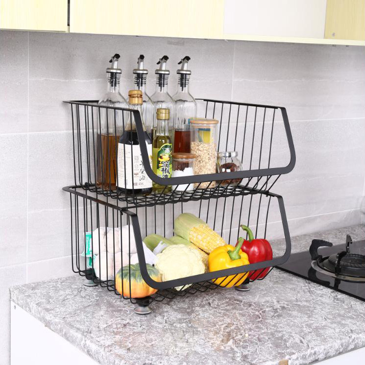 Panier de rangement multifonctionnel en acier inoxydable pour cuisine