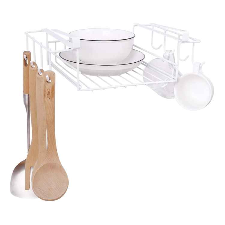 Panier de rangement multifonctionnel blanc en métal